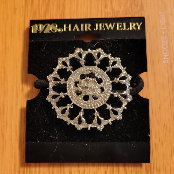 Vintage NWT 1928 Hair Jewelry Ponytail Holder Silver-Tone Snowflake Design - Picture 5 of 5